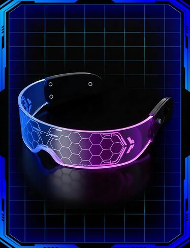 نظارات مضيئة بإضاءة LED Cyberpunk 7 ألوان و4 أوضاع نظارات حفلات متوهجة، نيون مستقبلي مضيء كوسبلاي in Kuwait