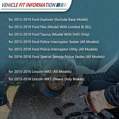 Front Rear Brake Pads for 2013-2019 Ford Explorer/Flex/Taurus/Police Interceptor Sedan, for 13-18 Police Interceptor Utlity, for 14-18 SpecialService Police Sedan, for 2013-2016 Lincoln MKS/MKT in Kuwait