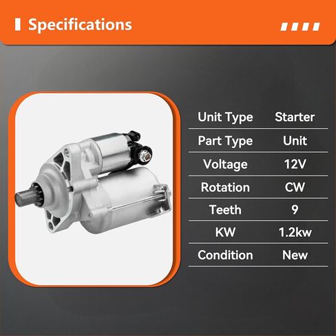 محرك بدء التشغيل متوافق مع Honda Civic 1998-2005 ولـ Acura EL1998-2005-1.6L 1.7L-Replace#31200-P2E-A51,31200-PLM-A51,SM442-32,SM44208,SM442-32-36, 410-54115,91-26-2038,17741ن,17741 in Saudi Arabia