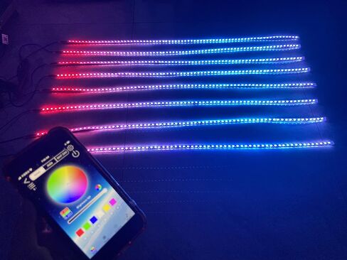 RGB Dream Color Chasing Flow Series 8PCS 3FT 36" 90CM Light Strips + 8ways Bluetooth Remote Controller Harness Fit for Slingshot Motorcycle Off-Road Hood Lights Front Car Grille Lighting KIT in Kuwait