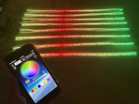 RGB Dream Color Chasing Flow Series 8PCS 3FT 36" 90CM Light Strips + 8ways Bluetooth Remote Controller Harness Fit for Slingshot Motorcycle Off-Road Hood Lights Front Car Grille Lighting KIT in Kuwait