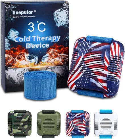 جهاز العلاج البارد الفوري بمكعبات الثلج الذكية لتخفيف الآلام والأوجاع واستعادة العضلات، آلة العلاج بالتبريد المحمولة بدون استخدام اليدين مع تسخين الضغط البارد للرياضيين الرياضيين في الهواء الطلق (أزرق) in Kuwait