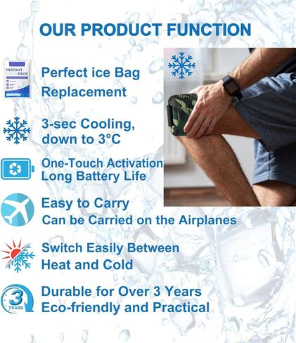 جهاز العلاج البارد الفوري بمكعبات الثلج الذكية لتخفيف الآلام والأوجاع واستعادة العضلات، آلة العلاج بالتبريد المحمولة بدون استخدام اليدين مع تسخين الضغط البارد للرياضيين الرياضيين في الهواء الطلق (أزرق) in Kuwait