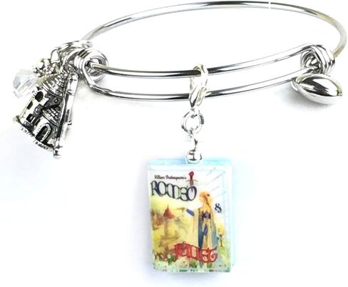 Romeo and Juliet William Shakespeare Clay Mini Book Expandable Stainless Steel Bangle Bracelet in Kuwait