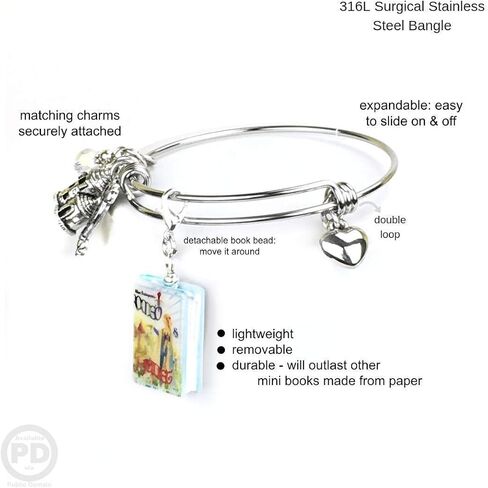 Romeo and Juliet William Shakespeare Clay Mini Book Expandable Stainless Steel Bangle Bracelet in Kuwait