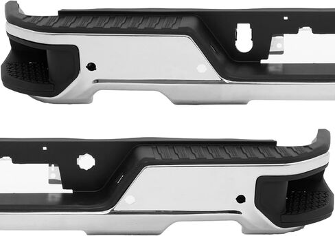 Rear Step Bumper Assembly Compatible with 2019 2020 2021 2022 2023 Chevy Silverado GMC Sierra W/Park Sensors Chrome Replacement for GM1103219 in Saudi Arabia