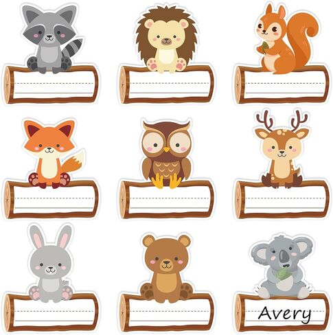 Jungle Animal Name Tags Stickers 9 Designs Safari Animal Adhesive Name Plates Labels for Back to School Classroom Office Kindergarten Preschool Desk Locker Bulletin Board Decor, 135 Pcs in Saudi Arabia