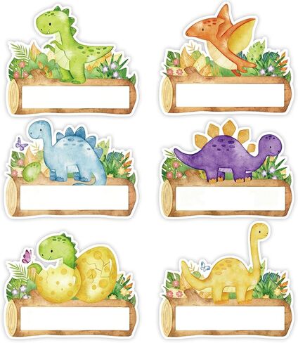 Whaline 180 Pcs Dinosaur Name Tags Name Labels Watercolor Dinosaur Self Adhesive Gift Tag Stickers for School Classroom Office Students Teacher Party Decoration Supplies in Saudi Arabia
