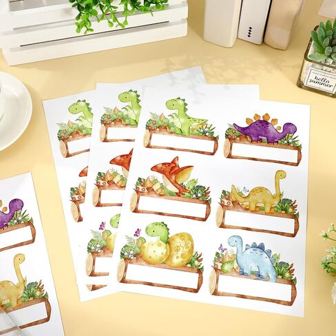 Whaline 180 Pcs Dinosaur Name Tags Name Labels Watercolor Dinosaur Self Adhesive Gift Tag Stickers for School Classroom Office Students Teacher Party Decoration Supplies in Saudi Arabia