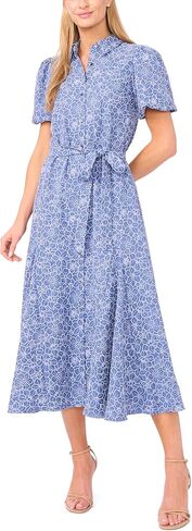 CeCe Women's Short Sleeve Chambray Button Front Dress in Saudi Arabia
