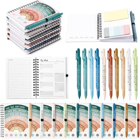 Janlaugh 100 Pcs Mental Health Awareness Gifts Wellness Gifts Bulk Include 50 Mental Health Planners Journals with Sticky Notes 50 Positive Affirmation Pens Self Care Item for Coworker Teacher Student in Saudi Arabia