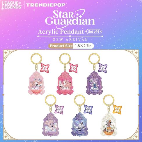 League of Legends Star Guardian Series Acrylic Keychain Pendants Set of 6 in Saudi Arabia