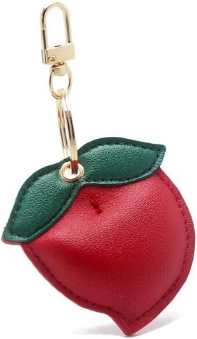 Fuqimanman2020 Strawberry Banana Lemon Apple Peach Keychain Charm PU Leather Fruit Keychain Purse Bag Backpack Decoration in Saudi Arabia