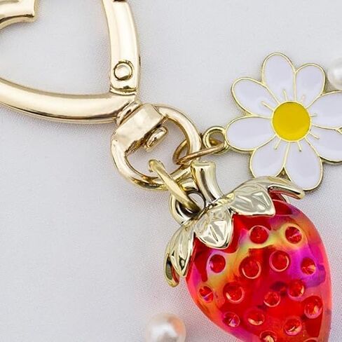 لطيف قزحي الألوان الفراولة المفاتيح Kawaii القلب زهرة ديزي حقيبة سحر محفظة ظهره اكسسوارات الديكور للفتيات النساء هدية in Kuwait