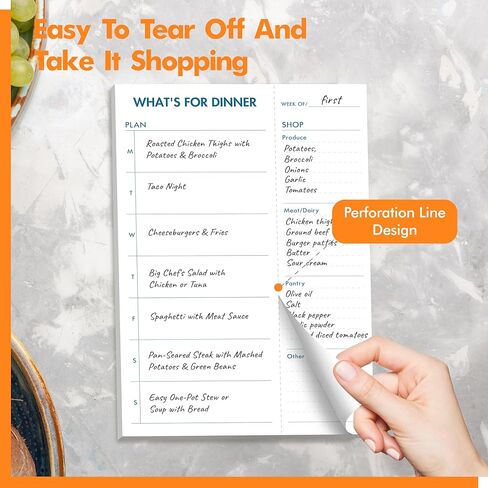 2 Pack Magnetic Planner Pad, What’s for Dinner & Daily Plan, Tear-off Weekly Meal Planning Grocery List Notepad, Family Dinner Menu Shopping List for Fridge, Whiteboard, 52 Sheets per Pad in Saudi Arabia