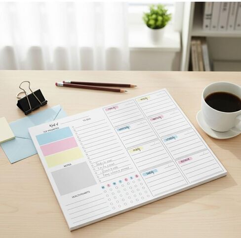 مفكرة مخططة أسبوعية 52 ورقة - 11.2 × 8.26 بوصة لوحة قائمة مهام أسبوعية غير مؤرخة مع الأولويات والملاحظات ومتتبع العادات، منظم جدول التمزيق، ورق ناعم سميك، مثالية للعمل والمدرسة والمنزل in Kuwait
