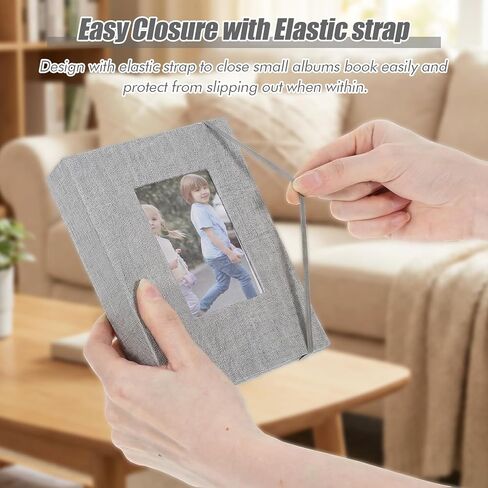 10 حزم ألبوم صور، ألبوم صور صغير مقاس 4 × 6 بوصة، 26 صفحة شفافة تحتوي على 52 صورة، كتاب صور بغلاف من الكتان مع نافذة أمامية لعائلة ذكرى الزفاف (رمادي، أسود) in Kuwait