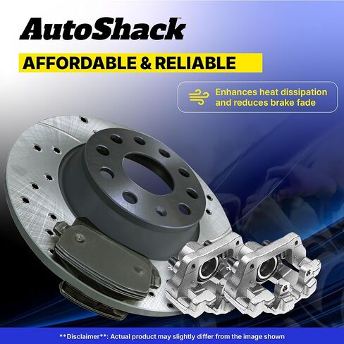 AutoShack Front Vented Drilled & Slotted E-Coated Brake Rotors + Ceramic Pads + Calipers 8-PC Brake Kit Replacement for 2000-2005 Ford Excursion ShadowGuard 13.02" (330.7 mm) in Saudi Arabia
