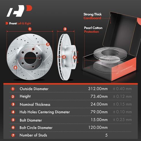 A-Premium Front and Rear Drilled and Slotted Disc Brake Rotors + Ceramic Pads Kit Compatible with Select BMW Models - 320i xDrive, 328d, 328d xDrive, 328i GT xDrive, 330i, 428i Gran Coupe, 12-PC Set in Saudi Arabia