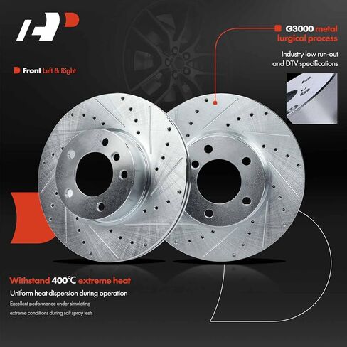 A-Premium Front and Rear Drilled and Slotted Disc Brake Rotors + Ceramic Pads Kit Compatible with Select BMW Models - 320i xDrive, 328d, 328d xDrive, 328i GT xDrive, 330i, 428i Gran Coupe, 12-PC Set in Saudi Arabia