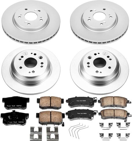 Power Stop CRK5816 Coated Brake Rotor and Ceramic Brake Pads- Front & Rear For Honda Accord Crosstour 2011, Honda Crosstour 2012-2015 [Model Specific] in Saudi Arabia