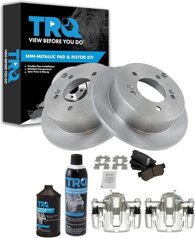 TRQ Rear Brake Pad & Rotor Kit Semi-Metallic Compatible with 2006-2008 Hyundai Sonata 2005-2009 Tucson 2006-2010 Kia Optima 2005-2010 Sportage in Saudi Arabia