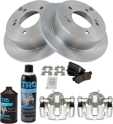 TRQ Rear Brake Pad & Rotor Kit Semi-Metallic Compatible with 2006-2008 Hyundai Sonata 2005-2009 Tucson 2006-2010 Kia Optima 2005-2010 Sportage in Saudi Arabia