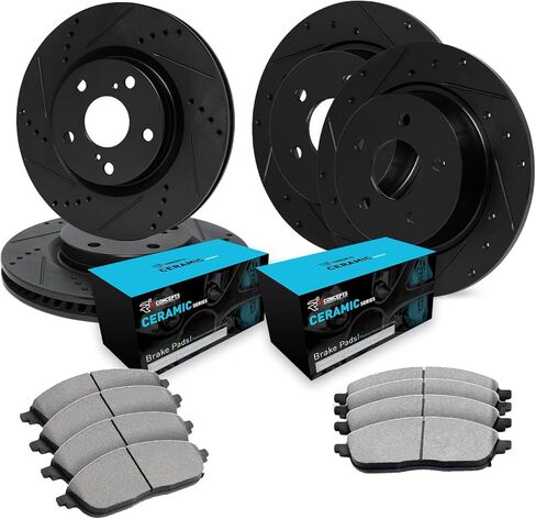 R1 Concepts Front and Rear Brake Kit For 2015-2018 Volkswagen GTI; 2017-2019 Volkswagen Golf; 2021-2022 Volkswagen Passat| Drilled Slotted Brake Rotors| Ceramic Brake Pads and Rotors Kit in Saudi Arabia