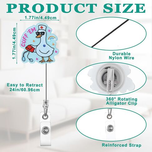 Cute Nurse Badge Reel Funny Goose Badge Holder Medical Retractable Reel ID Card Clip Rotatable Name Tag Alligator Clip for Nursing Student Doctor Teacher Medical Assistant in Saudi Arabia