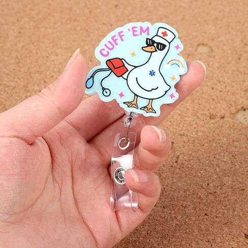 Cute Nurse Badge Reel Funny Goose Badge Holder Medical Retractable Reel ID Card Clip Rotatable Name Tag Alligator Clip for Nursing Student Doctor Teacher Medical Assistant in Saudi Arabia