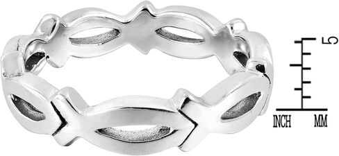 AeraVida Christian Fish Eternity Link .925 Sterling Silver Ring,Eternity Link Band Ring,Christian Fish Rings for Women, 925 Sterling Band Rings for Women, 925 Sterling Silver Size 6-10 in Saudi Arabia