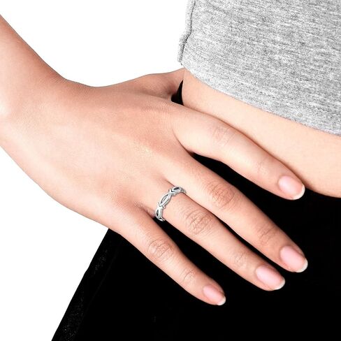 AeraVida Christian Fish Eternity Link .925 Sterling Silver Ring,Eternity Link Band Ring,Christian Fish Rings for Women, 925 Sterling Band Rings for Women, 925 Sterling Silver Size 6-10 in Saudi Arabia