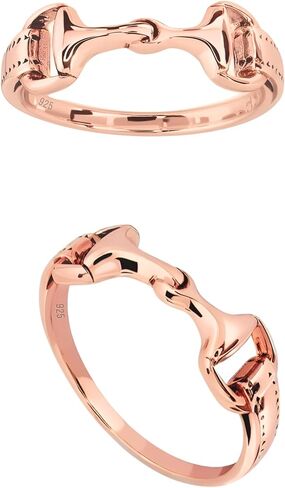 Romantic 18K Rose Gold Horsebit Ring –18K Rose Gold Plated Over 925 Sterling Silver, Stainles Steel or Brass | Minimalist Snaffle Bit Horse Jewelry. Stackable. Western Jewelry. Heritage Style. Size 5-10 in Kuwait