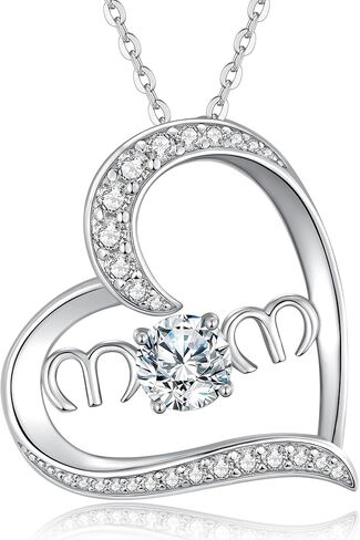 OOBEE MOM Love Heart Moissanite Necklaces for Women, D Color VVS1 Moissanite Diamond 925 Sterling Silver Fine Jewelry, Ideal Birthday Anniversary Christmas Gift for Women Wife Mom Girlfriend in Saudi Arabia