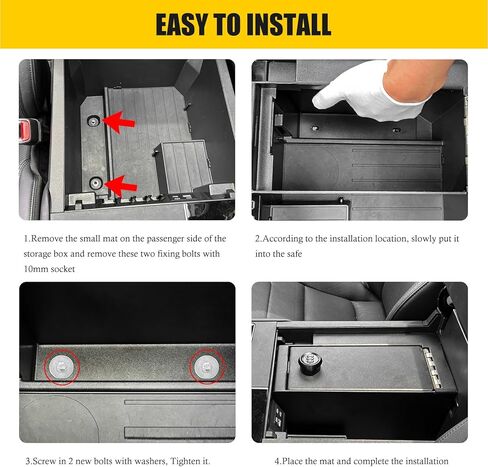3mirrors Center Console Safe Gun Safe Box with Springs Hinge Compatible with Toyota Tundra 2022-2026 & Sequoia 2023-2026 in Saudi Arabia