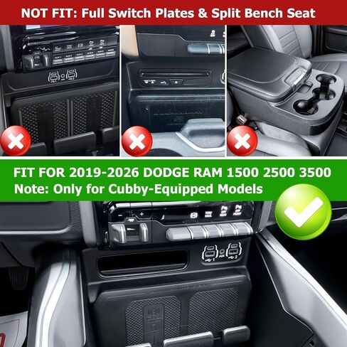 RUNROAD Center Console Organizer Tray Compatible with 2019-2024 2025 2026 Dodge Ram 1500 2500 3500 Accessories, Armrest Drawer Tray Console For Ram 1500 2500 3500 Hidden Drawer, Cubby Models Only in Saudi Arabia