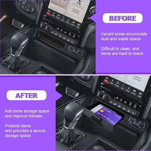 RUNROAD Center Console Organizer Tray Compatible with 2019-2024 2025 2026 Dodge Ram 1500 2500 3500 Accessories, Armrest Drawer Tray Console For Ram 1500 2500 3500 Hidden Drawer, Cubby Models Only in Saudi Arabia