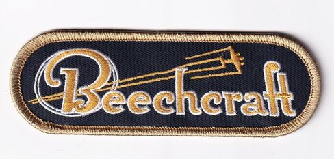 Beechcraft Coveralls Retro Factory Patch, 5 in, Embroidered, Hook and Loop, Officially Licensed in Kuwait