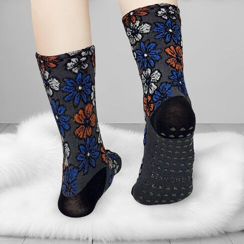 3 Pairs Pilates Grip Ankle Socks for Women – Cute Floral Embroidered Yoga Socks, Non Slip Barre Grip Socks in Saudi Arabia
