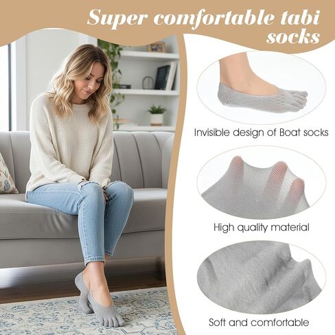 5 Pairs Ortho Toe Compression Socks, Bunion Toe Alignment Relief Socks Toe Yoga Sock Toe Sock for Women No Show Low Cut Five Finger Sock for Women & Men in Kuwait