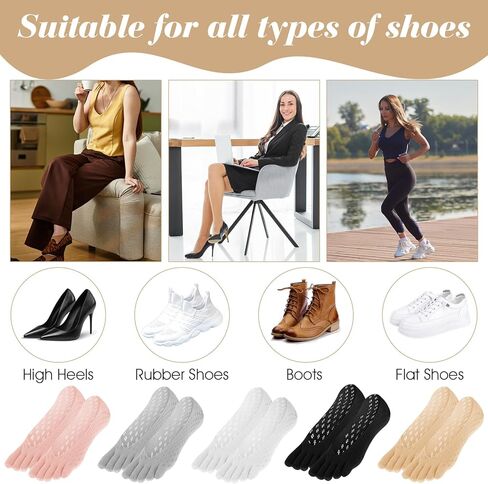 5 Pairs Ortho Toe Compression Socks, Bunion Toe Alignment Relief Socks Toe Yoga Sock Toe Sock for Women No Show Low Cut Five Finger Sock for Women & Men in Kuwait