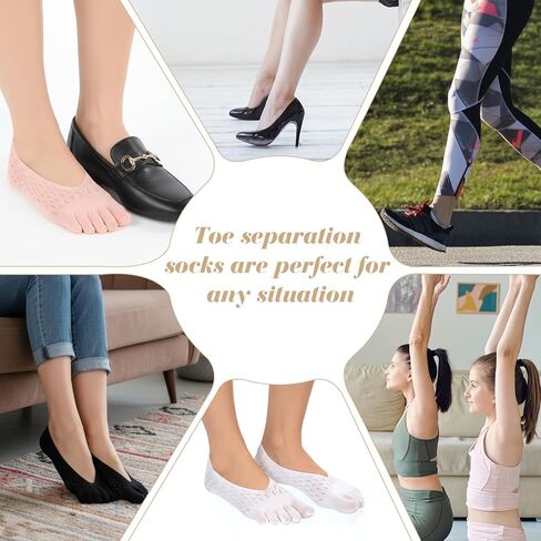 5 Pairs Ortho Toe Compression Socks, Bunion Toe Alignment Relief Socks Toe Yoga Sock Toe Sock for Women No Show Low Cut Five Finger Sock for Women & Men in Kuwait