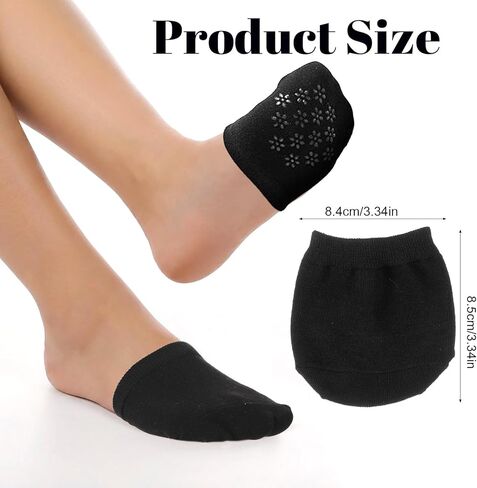 Larrel 6 Pairs Women's Toe Socks for Mules, Toe Topper Cover Socks, No Show Toe-Covers, Slip-On Toes Toppers Liners, Half Sock for Clog, Flats, High Heels, Sandal and Slippers (Black, Beige) in Kuwait