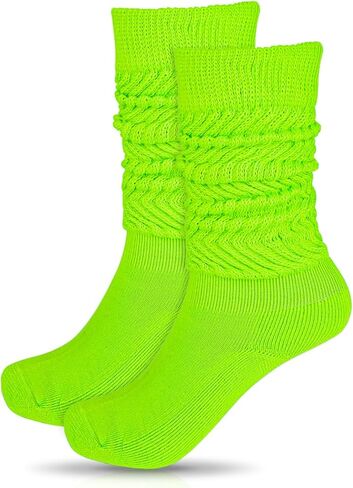 Yolev Slouch Socks for Women,80s 90s Knee High Scrunch Socks, Extra Long Soft Leg Warmers,Glow in the Dark Party Accessories in Saudi Arabia