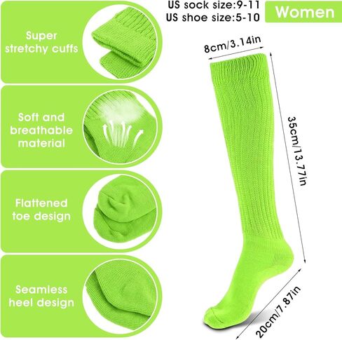 Yolev Slouch Socks for Women,80s 90s Knee High Scrunch Socks, Extra Long Soft Leg Warmers,Glow in the Dark Party Accessories in Saudi Arabia