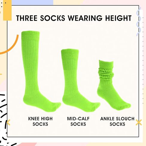 Yolev Slouch Socks for Women,80s 90s Knee High Scrunch Socks, Extra Long Soft Leg Warmers,Glow in the Dark Party Accessories in Saudi Arabia