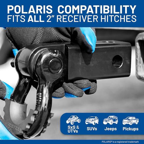 وصلة استقبال POLARIS - تكبل على شكل حرف D، سعة تحميل 7,750 رطل، قوة كسر 26,000 رطل مع دبوس لولبي آمن، يمكن تركيبها على وصلات استقبال 2 بوصة، ملحقات السحب للشاحنات وسيارات الجيب وSxS وأجهزة UTV والمزيد in Saudi Arabia