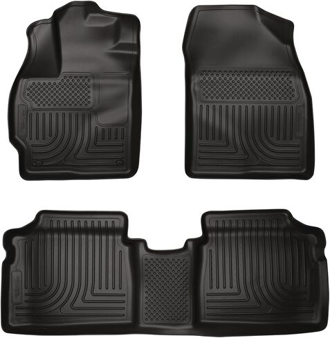 Husky Liners Weatherbeater Floor Mats | Fits 2012-2015 Toyota Prius Plug - in | Front & 2nd Row, 3-pc Black - 98931 in Saudi Arabia