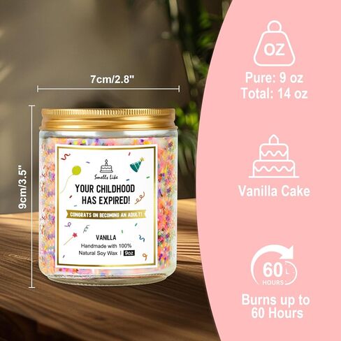 18th Birthday Gifts for Girls Boys, Happy Birthday Candles - Natural Soy Wax Scented Candle with Vanilla, 18th Birthday Decorations Gifts for Daughter, Friends, Sister, Niece, Son, 9oz in Kuwait