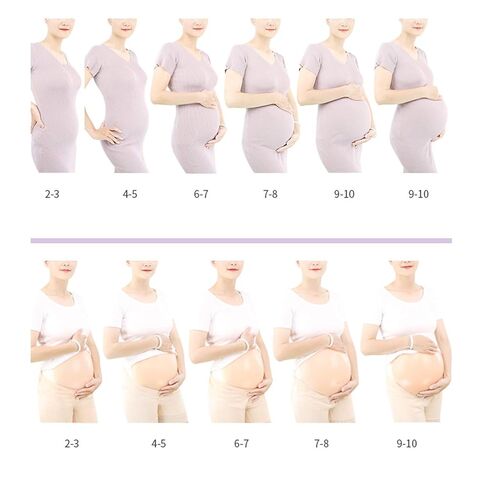 Pregnancy Cosplay Props, 2-4 months/4-5 Month Fake Pregnancy Belly Silicone Artificial Pregnant Tummy Photography Props with Straps(2-4 Months) in Kuwait